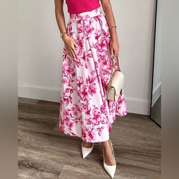 Zara floral print cotton midi skirt - Picture 12 of 13